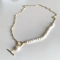 淡水パール　チェーン　コンビ　ネックレス
