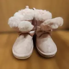 メゾピアノ18cmピンクスエードリボンブーツ