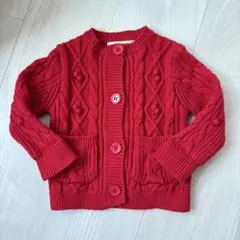 shipsシップス　 あったか⭐︎ 赤　ケーブル編み　 厚手カーディガン