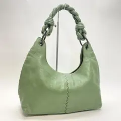 ボッテガヴェネタ グリーン ワンショルダーバッグ 編み込みハンドル