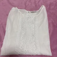 SM2 レース刺繍 ホワイト 長袖シャツ