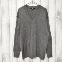 ユニクロ (M)　メリノブレンド リブ Vネックセーター　UNIQLO
