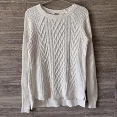 US古着 Faded Gloryケーブルニット ホワイト セーター コットン