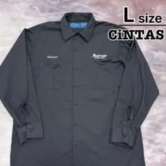 USA古着　CiNTAS　ワークシャツ　長袖　L　ダークグレー　ピンチェック柄のサムネイル