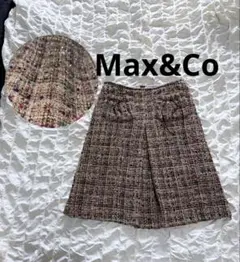 Max&Co マックスアンドコー　ラメ入りツイードタックスカート　プリーツ　38