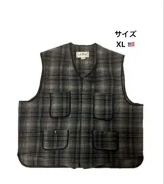 llbean ウールチェック　ベスト　xl