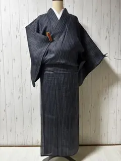 ☆夏物 デニムぽい藍染の小千谷 麻の着物 m4362 - メルカリ