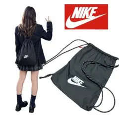 【未使用級】NIKE ナップサック リュック 黒 ブラック ロゴ　極美品のサムネイル