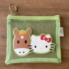 【キティ】JRAコラボ　馬デザイン メッシュポーチ