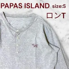 【人気】PAPAS ISLAND サイ プリント 長袖Tシャツ size:S