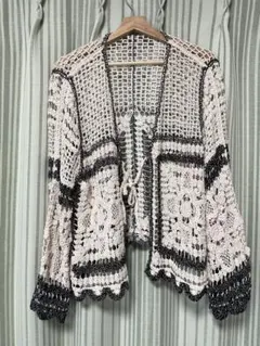 レディース 夏秋羽織り レース編み物カーディガン