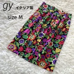 【希少】一点物 gy イタリア製 シルク スカート ハデ柄 総柄 花 黒 Mのサムネイル