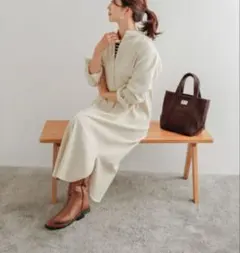 URBAN RESEARCH DOORS コーデュロイ　ワンピース　アイボリー白