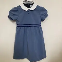 青色襟付き半袖ワンピース　お受験　発表会　110 新品未使用タグ付き