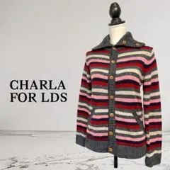 CHARLA FOR LDS/ウール/マルチボーダー/ニットカーディガン