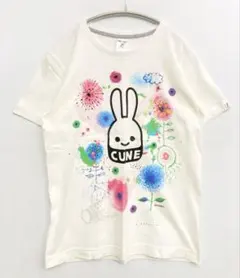 CUNE キューン Tシャツ Sサイズ 花柄 うさぎ ホワイト バックロゴのサムネイル