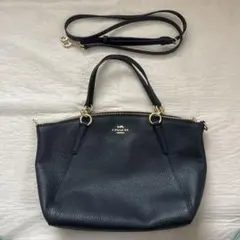 値下】【美品】COACH コーチ レザーショルダーバッグ ネイビー 56819 