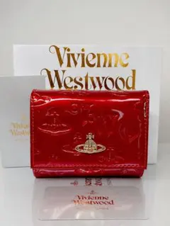 Vivienne Westwood エナメル 三つ折 艶レッド ハート柄 がま口 - メルカリ