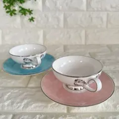 NARUMI ナルミ ボーンチャイナ ティーカップ2客セット リボン 小花柄