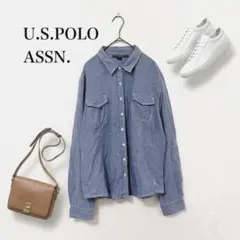 U.S.POLO ASSN.　デニムシャツ　XL　ライトブルー　刺繍ロゴのサムネイル