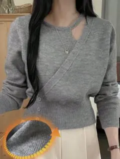 新品 shein シーイン DAZY グレー ニットセーター 長袖 여성