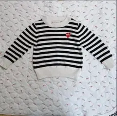 長袖カットソー　白黒ストライプ　100cm