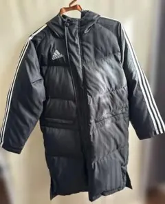 adidas 黒 ストライプ ベンチコート 150cm