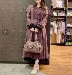 axes femme★　ワンピース　レース　パープル　肩フリル　レトロな雰囲気