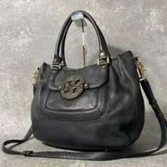 トリーバーチ アマンダ 2way ショルダーバッグ トートバッグ レザー 黒のサムネイル