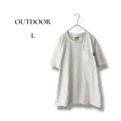 OUTDOOR 半袖 Tシャツ L ホワイト 胸ポケット メンズ クルーネックのサムネイル