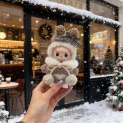 イニシャルラブブに適用Labubu洋服可愛い着せ替え服10cmぬい服 ベージュ