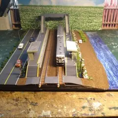 Nゲージ ジオラマ　海辺の駅　自作ミニジオラマのサムネイル