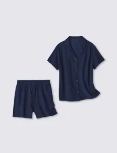 GU コットンブレンドパジャマ 半袖 ショートパンツ ネイビーのサムネイル