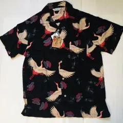タグ付き新品　未使用　L 和柄　鶴柄　ハワイアンシャツ　アロハシャツ　.