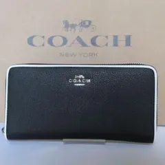 新品 コーチ 長財布 アコーディオンジップ アラウンド ネイビーC4715
