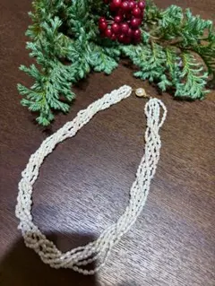 淡水パール 編み込みデザイン ネックレス