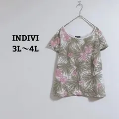 インディヴィ　カットソー　花柄　ボタニカル　日本製　大きいサイズ　3L〜4Lのサムネイル
