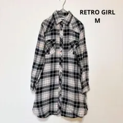 RETRO GIRL レトロガール チェック柄 シャツワンピース M相当 ロング