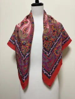 【希少/極美品】グッチ スカーフ シルク 100% 大判 ブラウン×レッド 馬具 極美品】グッチ スカーフ シルク 100% 大判 ブラウン×レッド系