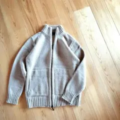 マックスマーラ カシミヤ混 ハイネックニット ジップカーディガン キャメル