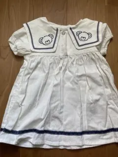 テディベア刺繍セーラー襟ワンピース 90cm アプレレクール