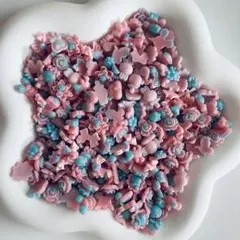 【50個】ピンクブルー素材mix ネイルパーツ　デコパーツ まとめ売り　ゆめかわ
