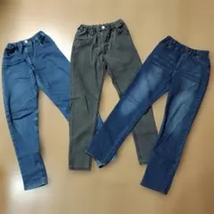 キッズ スリムフィット長ズボン 3色セット 140cm