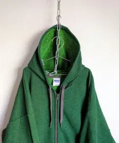 GILDAN　00's　スウェット　ジップパーカー　無地　グリーン系希少カラー