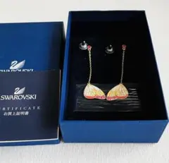 【美品】Swarovski バタフライ　ピアス　Noisettロング　正規品