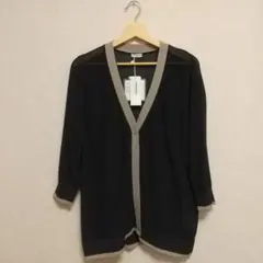 noannu バイカラー 配色 Vネック ニット カーディガン 3L大きいサイズ