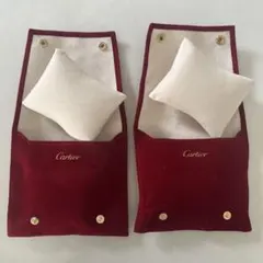【Cartier】赤 スエード ポーチ 2個セット