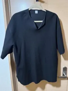 blurhms 黒 リブ編み Vネック Tシャツ　STUDIOUS サーマル