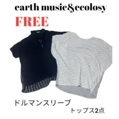 earth music&ecology グレー ネイビー ボーダー  チュニック