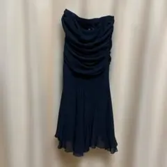 黒 チューブトップ　ドレープデザイン フレアパーティードレス